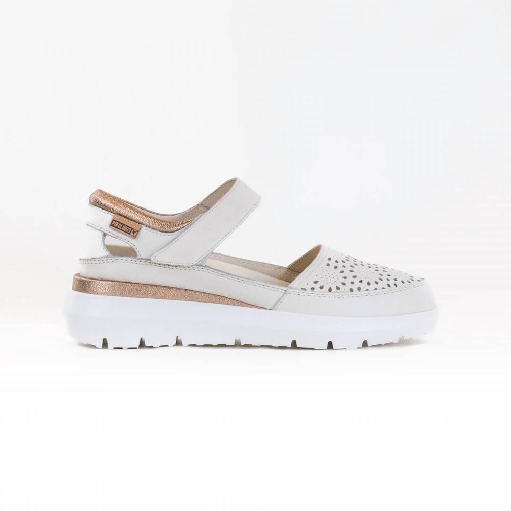 NEW PIKOLINOS women's rueda velcro trainer shoes in off white